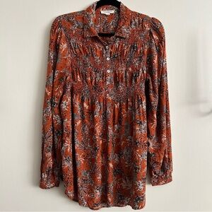 beachlunchlounge Boho Orange Floral Blouse